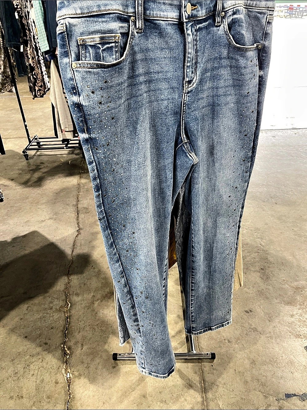 Lane Bryant Signature Fit Straight Jean with Rhinestones Distressed
